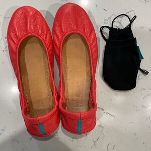 Tieks by Gavrieli Poppy Red Pink Coral Leather Ballet Flats Size 9